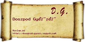 Doszpod Győző névjegykártya